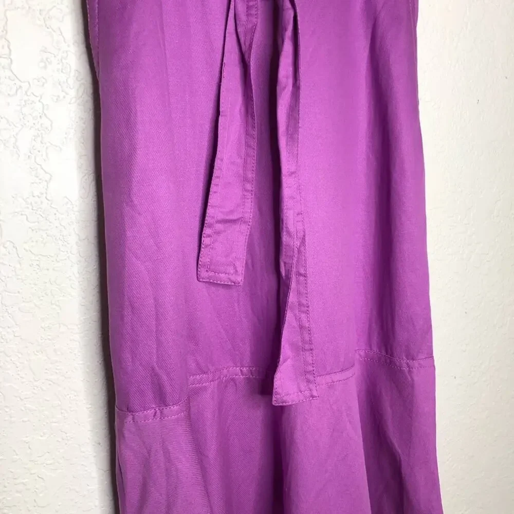 Ann Taylor purple linen blend belted ruffled midi skirt size 8 NWT